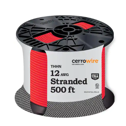 500 ft. 12 Gauge Red Stranded Copper THHN Wire - 9320293