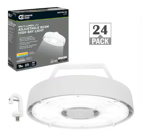 11 in. Adjustable CCT Lumens 100-Watt Lightweight Round Integrated LED High Bay Light 120-277V (24-Pack) - 91010216357