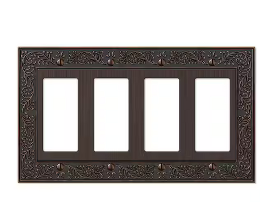 English Garden 4 Gang Rocker Metal Wall Plate - Aged Bronze - 91004403029