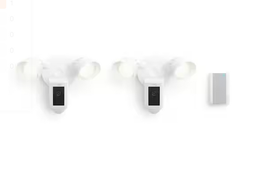 Floodlight Cam Wired Plus Outdoor White Security Standard Surveillance Camera 2-Pack with Chime Pro - 91009474171