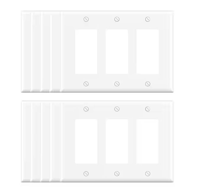 3 Gang Midsize Decorator/Rocker Wall Plate, White (10-Pack) - 91007823765