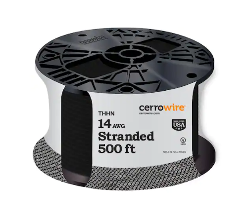 500 ft. 14 Gauge Black Stranded Copper THHN Wire - 9320153