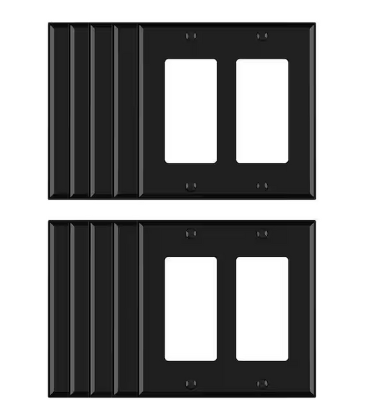 2 Gang Midsize Decorator/Rocker Wall Plate, Black(10-Pack) - 91007823578