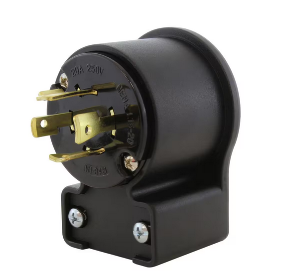 NEMA L15-20P 3-Phase 20 Amp 250-Volt 4-Prong Elbow Locking Male Plug With UL, C-UL Approval - 91010655758