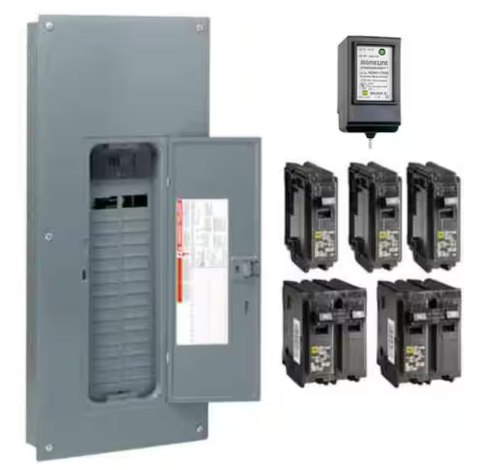 Homeline 150 Amp 30-Space 60-Circuit Indoor Main Breaker Plug-On Neutral Load Center with Cover, Surge SPD - Value Pack - 91002153763