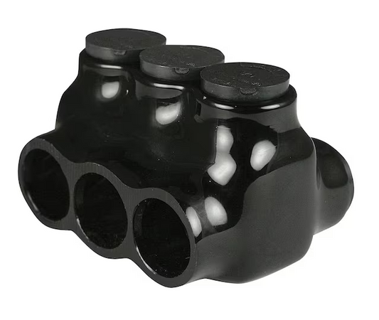6 - 3/0 AWG 600-Volt 3-Ports Multi Tap Connector, Insulated Dual Sided Entry, Black -  91004501353