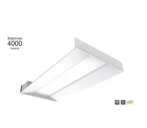 2 ft. x 4 ft. White Selectable CCT Integrated LED Center Basket Troffer Light Fixture at 4000 Lumens, 3500-4000K - 91003957956