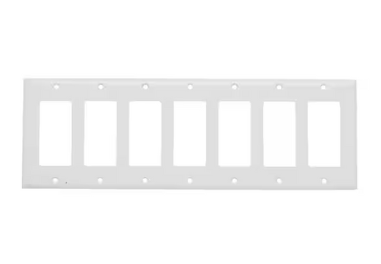 Pass & Seymour 302/304 S/S 7 Gang 7 Decorator/Rocker Wall Plate, Painted White (1-Pack) - 91002923199