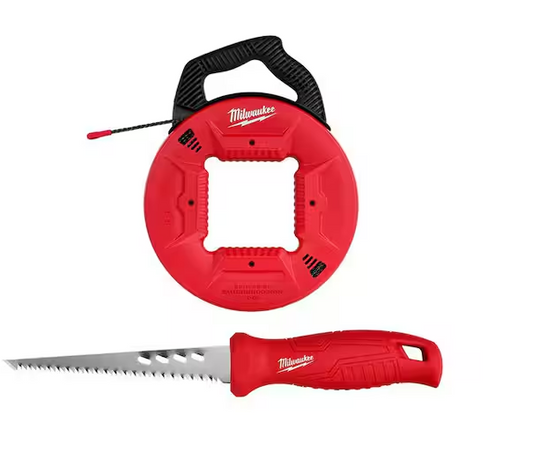 13 in. x 100 ft. Polyester Fish Tape with Non-Conductive Tipand Rasping Jab Saw - 91007928927