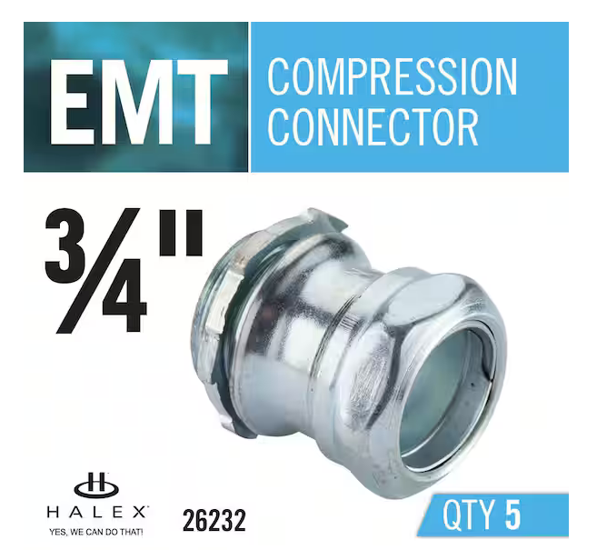 3/4 in. Electrical Metallic Tube (EMT) Compression Connectors (5-Pack) - 9403083