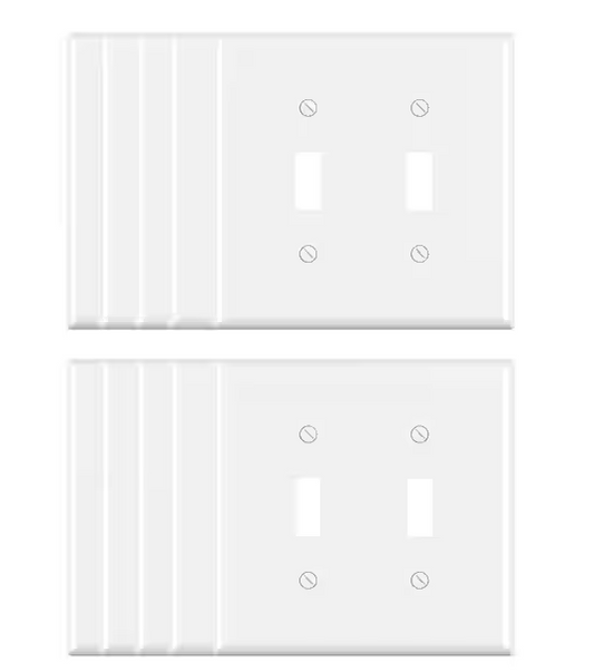 2 Gang Midsize Toggle Wall Plate, White (10-Pack) - 91007823819