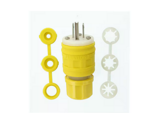 15 Amp 125-Volt Wetguard Straight Blade Grounding Plug, Yellow - 91000050149