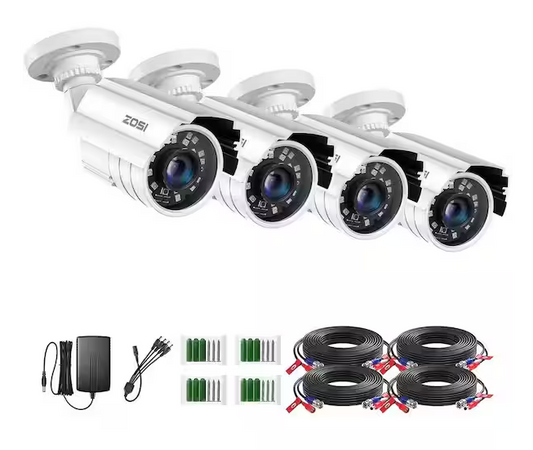 Wired 1080p Outdoor Security Camera Compatible With All TVI DVR, 80 ft. Night Vision, IP67 Weatherproof (4-Pack) - 91008027428