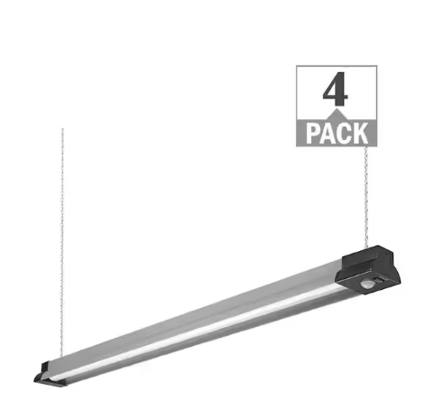 3.3 ft. 64-Watt Equivalent Motion Sensing Linkable Black Gray Integrated LED Shop Light 3000 Lumens 4000K (4-Pack) - 91009895721