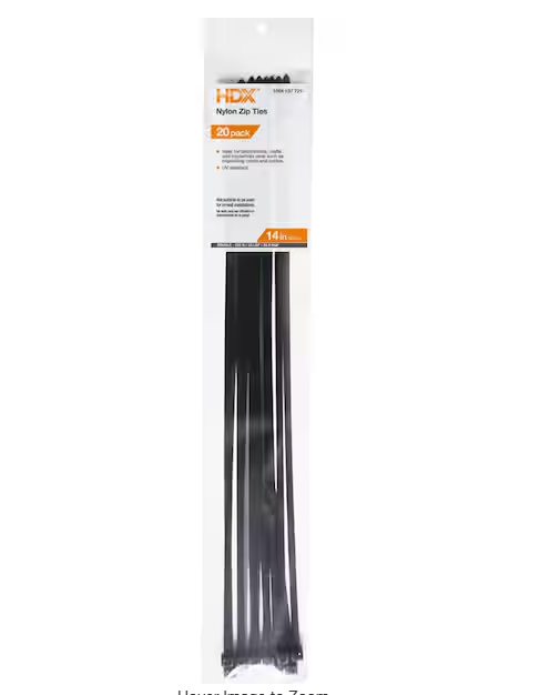 14 in. UV Resist Zip Ties, Black (20-Pack) - 91004137721