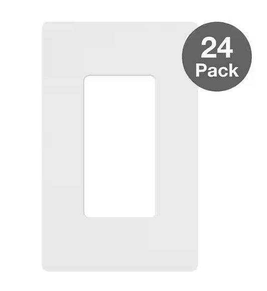 Claro 1 Gang Wall Plate for Decorator/Rocker Switches, Gloss, White (CW-1-WH-24PK) (24-Pack) - 91009663526