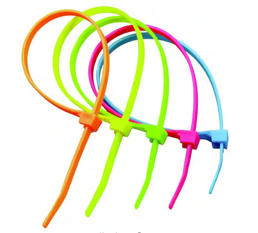 100 Pc. 8 in. Cable Tie Assortment 75 lb. Fluorescent - 9826843