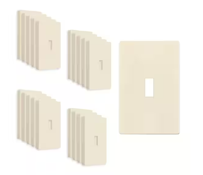 1-Gang Toggle Plastic Screwless Wall Plate, Light Almond (20-Pack) - 91010413849