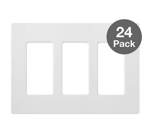 Claro 3 Gang Wall Plate for Decorator/Rocker Switches, Gloss, White (CW-3-WH-24PK) (24-Pack)