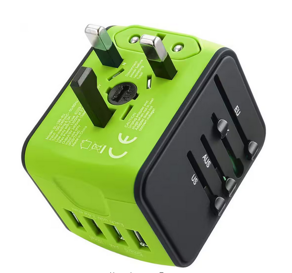 3.4 Amp Grounded 2-Outlet Universal Travel Adapter with Smart High Speed 2.4A 4 USB Ports - 91012054814