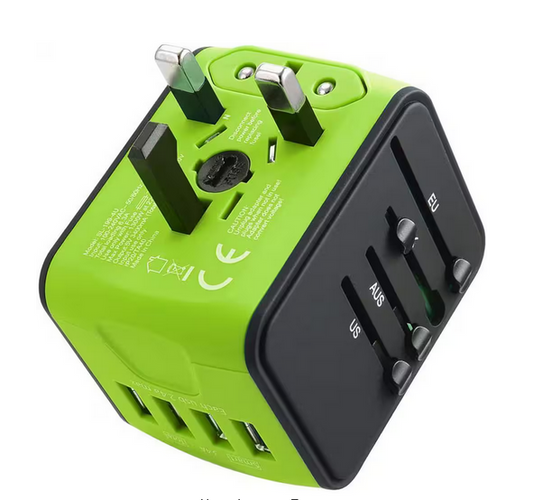 3.4 Amp Grounded 2-Outlet Universal Travel Adapter with Smart High Speed 2.4A 4 USB Ports - 91012054814