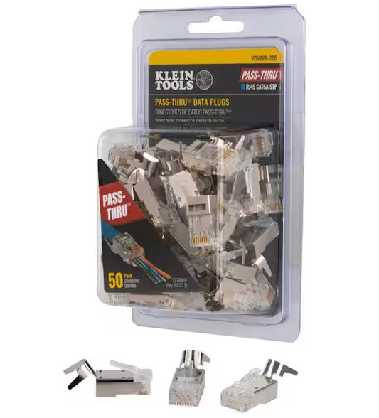 Pass-Thru Modular Data Plugs, RJ45-CAT6A, Shielded (STP), (50-Pack) - 91006728285