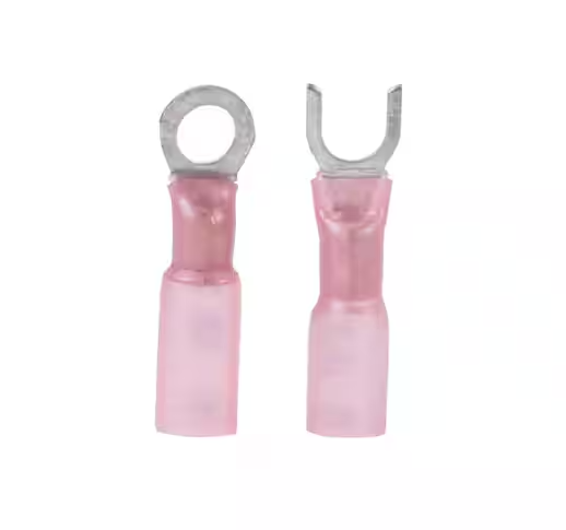 22-18 AWG 8-10 Stud Ring Spade Terminal, Red (6-Pack) - 9278796