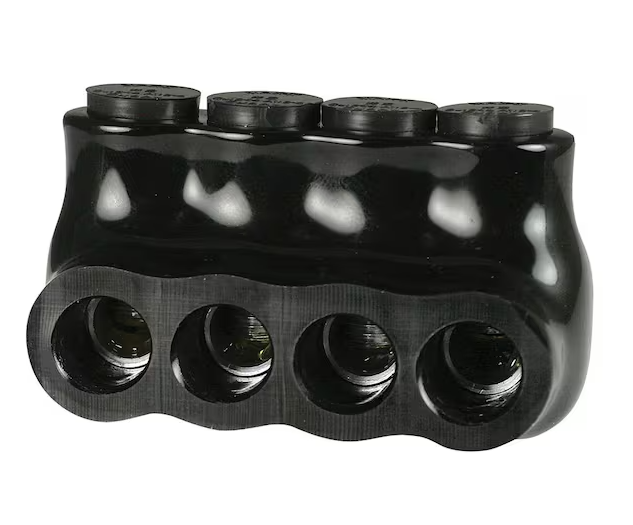 14-2 AWG Multi Tap Connector Insulated Single Side Entry 4 Ports Black Bagged - 91003915793
