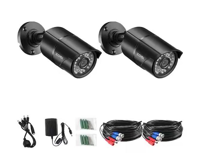 Wired 1080p Outdoor Bullet 4-in-1 Security Camera with BNC Conversion Compatible for TVI/CVI/AHD/CVBS DVR (2-Pack)