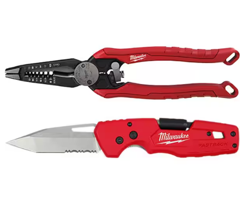 9 in. 7-in-1 Combination Wire Stripper Cutting Pliers with FASTBACK 5-in-1 Folding Knife - 91009479854