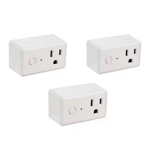15-Amp Indoor Alexa / Google Assistant Compatible Plug-in Smart Wi-Fi Single Outlet Wall Plug, No Hub Required (3-Pack)