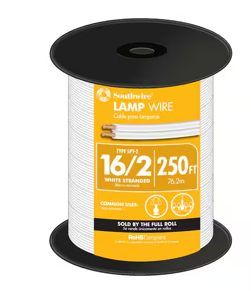 250 ft. 16/2 White Stranded CU SPT-2 Lamp Wire - 9278092