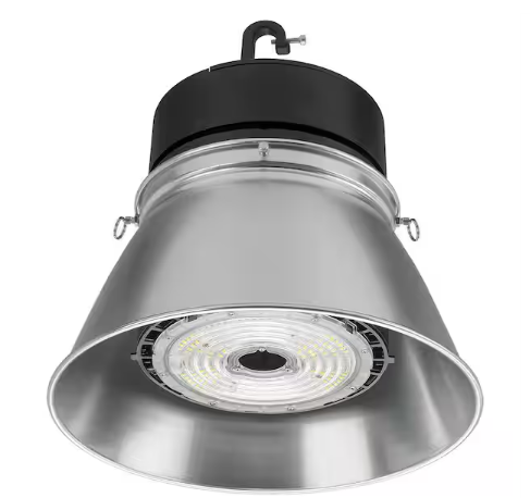 13.4 in. Round 400W Equivalent Adjustable Beam Integrated LED Black High Bay Light 22,236 Lumens Warehouse Repair Shop - 91009564133