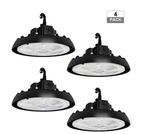 10.4 in. Integrated UFO LED High Bay Light Fixture Garage Light, 4000/5000K, 21000 Lumens 0-Watt to 10-Volt (4-Pack) - 91010996612