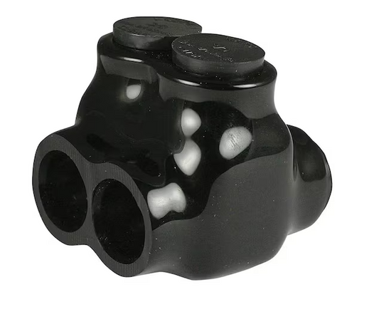 2 Port Double Sided Multi-Tap Connector, Black 2/0 - 6 AWG, UL486B - 91005711256