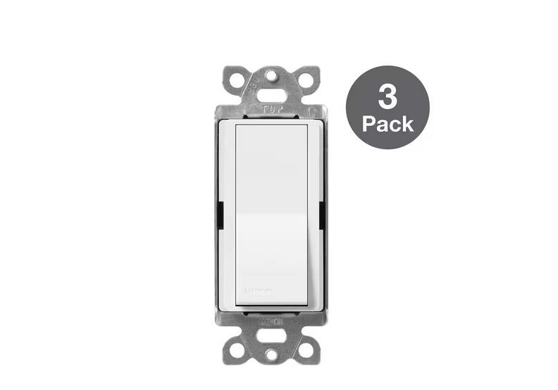 Claro On/Off Switch, 15 Amp/4 Way, White (CA-4PS-WH-3) (3-Pack)