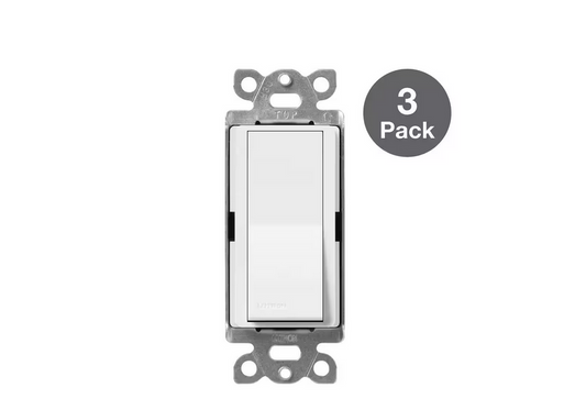 Claro On/Off Switch, 15 Amp/4 Way, White (CA-4PS-WH-3) (3-Pack)