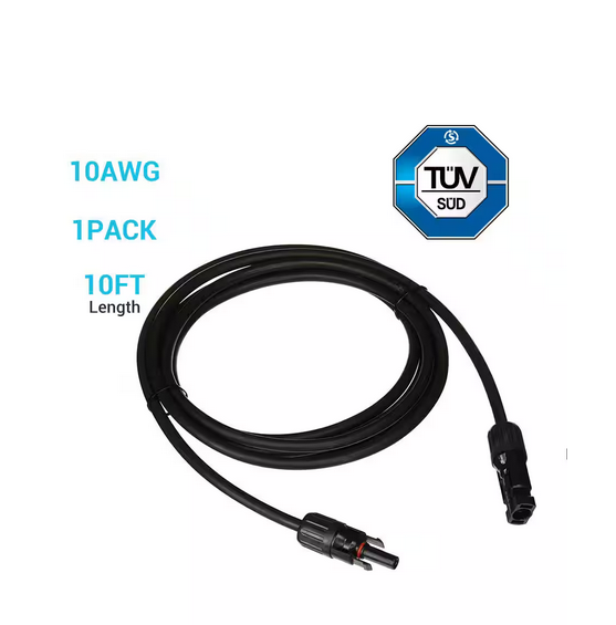 10 ft. 10 AWG Solar Panel Extension Cable with Male and Female Connectors - 91004517572