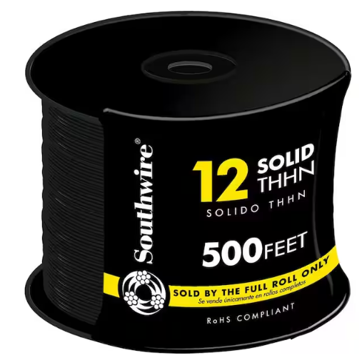 500 ft. 12 Black Solid CU THHN Wire - 9600245