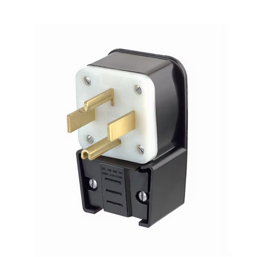 30 Amp 125/250-Volt Straight Blade Grounding Angle Plug, Black/White