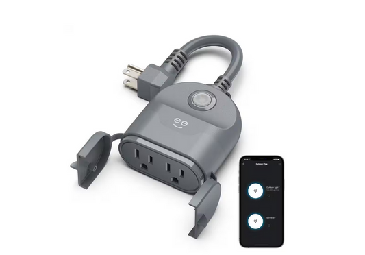 15 Amp 125-Volt Dual Outlet Outdoor Smart Wi-Fi Plug with iOS and Android App Voice Control No Hub Required Grey - 91004545229