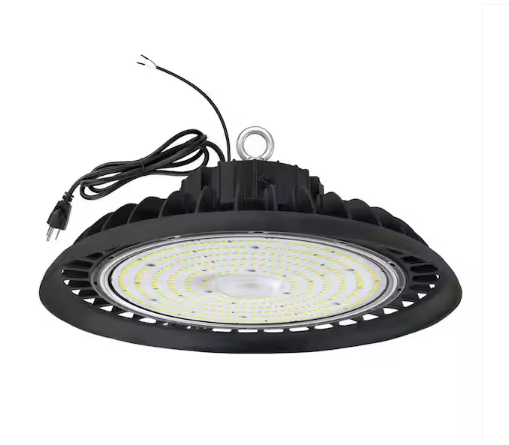 11 in. 450-Watt Equivalent Integrated LED Dimmable Black High Bay Light, 5000K UFO Commercial Area Lighting Fixture - 91012054743