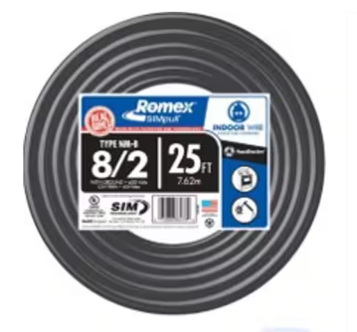 25 ft. 8/2 Stranded Romex SIMpull CU NM-B W/G Wire - 91002352617