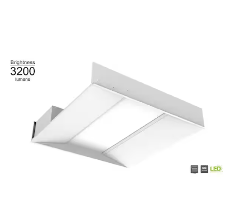 2 ft. x 2 ft. White Selectable CCT Integrated LED Center Basket Troffer Light Fixture at 3200 Lumens, 3500-4000K - 91003957950