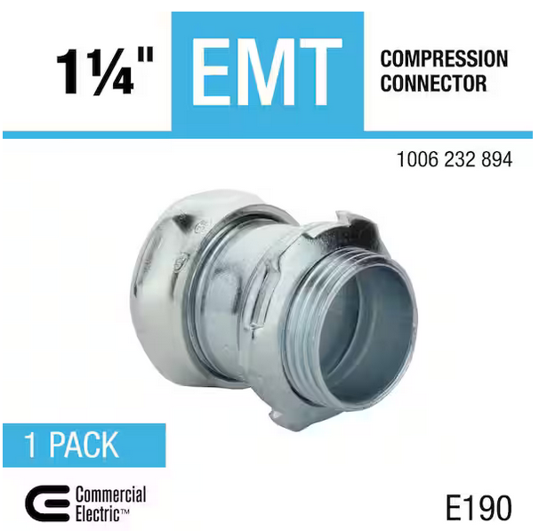 1-1/4 in. Electrical Metallic Tubing (EMT) Compression Connector - 91006232894