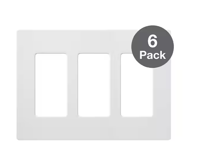 Claro 3 Gang Wall Plate for Decorator/Rocker Switches, Gloss, White (CW-3-WH-6PK) (6-Pack) - 91009668386