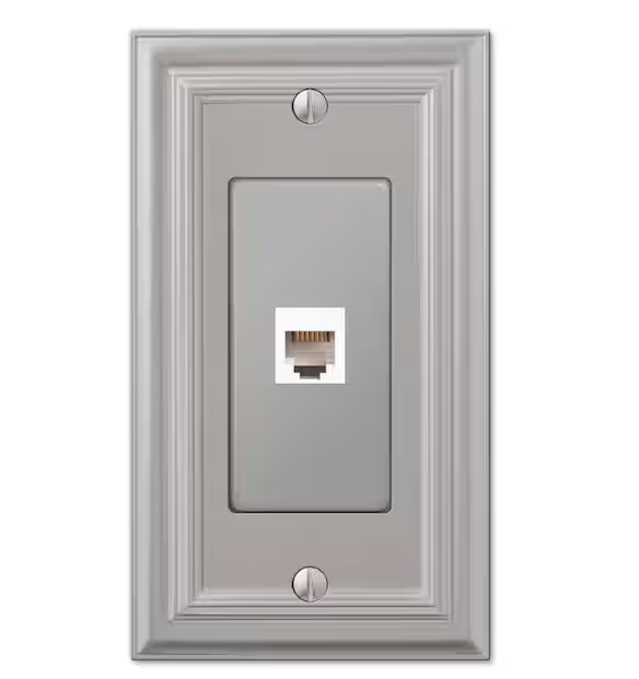 Continental 1 Gang Phone Metal Wall Plate - Satin Nickel - 91004402969