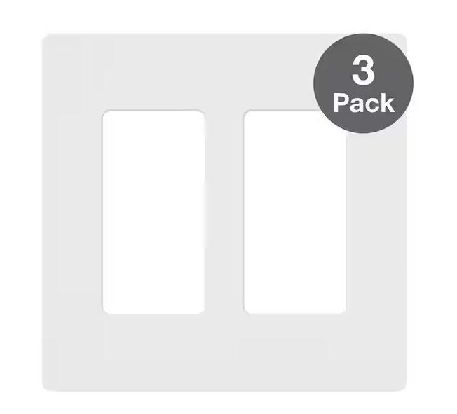 Claro 2 Gang Wall Plate for Decorator/Rocker Switches, Gloss, White (CW-2-WH-3PK) (3-Pack) - 91009672957