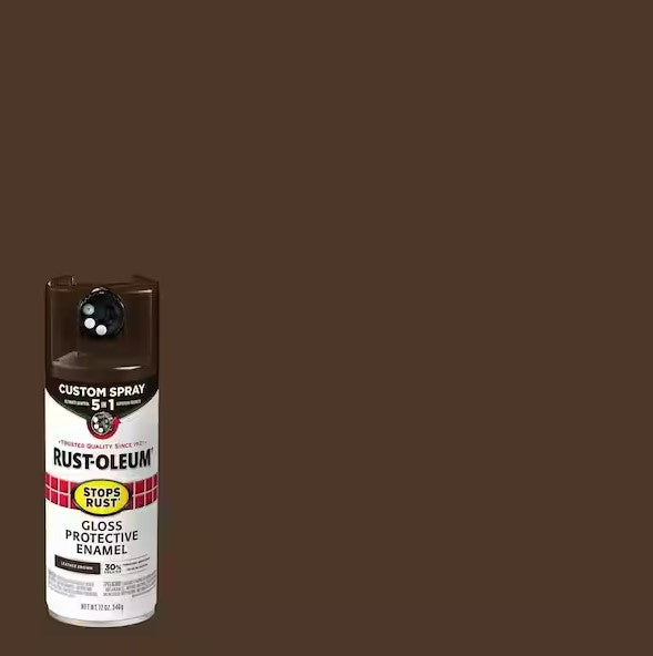 12 oz. Custom Spray 5-in-1 Gloss Leather Brown Spray Paint - 9376892