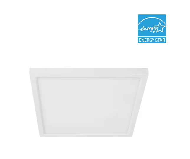 10.5-Watt Integrated LED Flush Mount 7.5 in. White Square Dimmable Flat Panel Ceiling with Color Change 5CCT - 91008022393